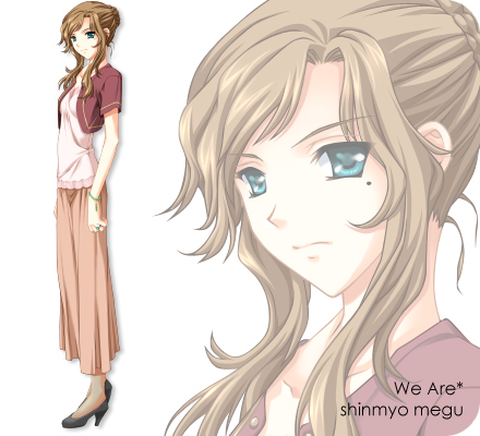 eyes light blue hair girl Anime brown