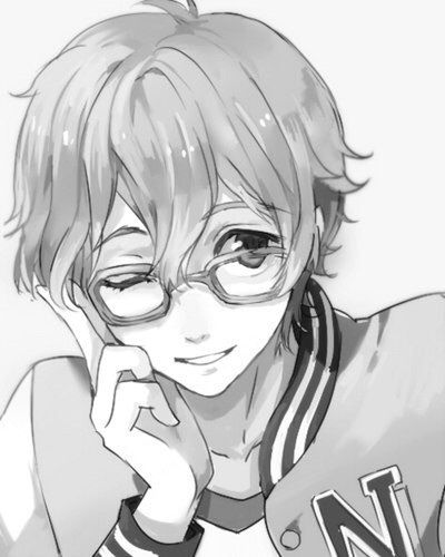 with Cute glasses boy anime