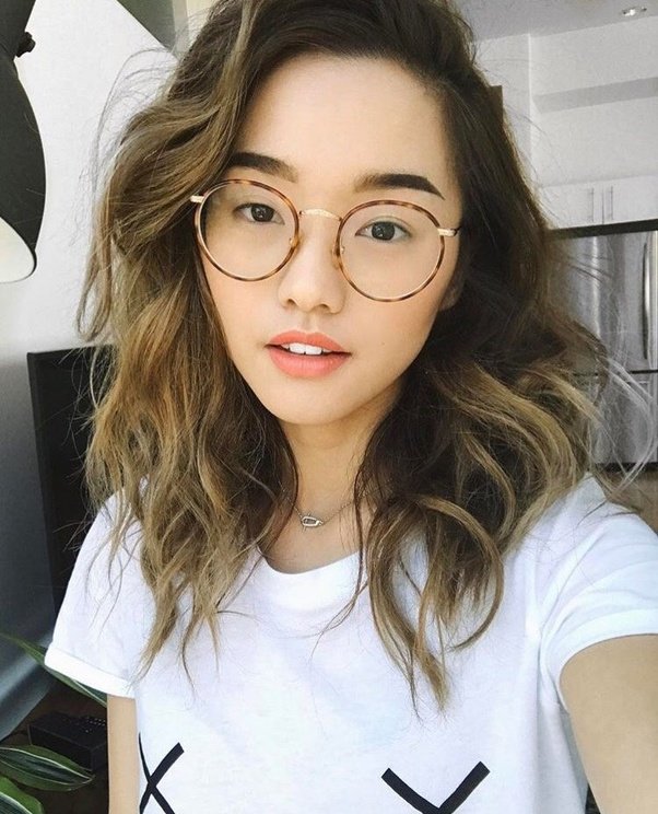 tan asian in Cute glasses girl