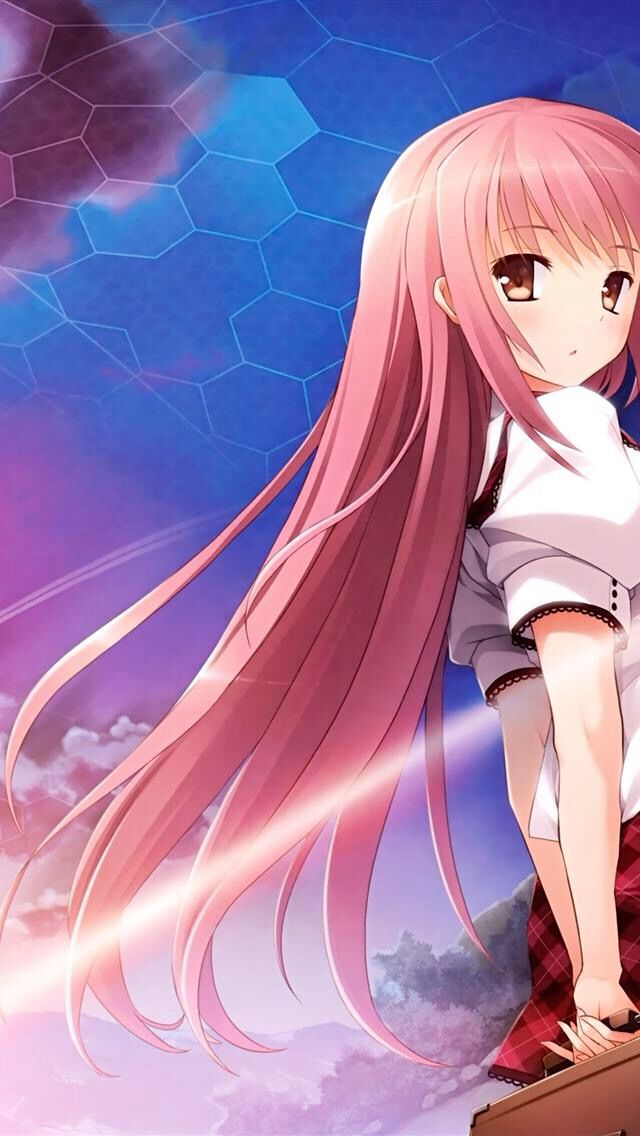 anime hair pink Cute girl