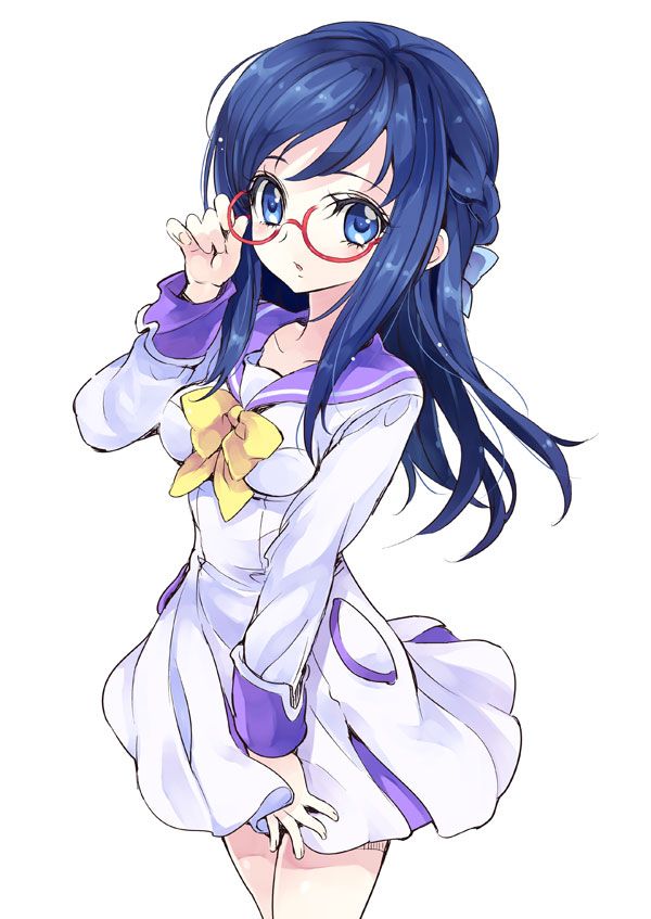 blue Anime long hair with girl