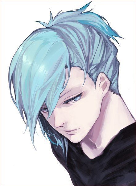 blue hair boy with Anime