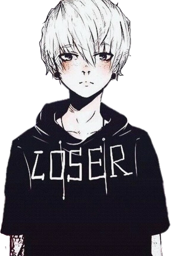 White haired anime male