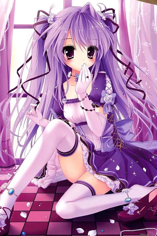 purple Anime neko hair with