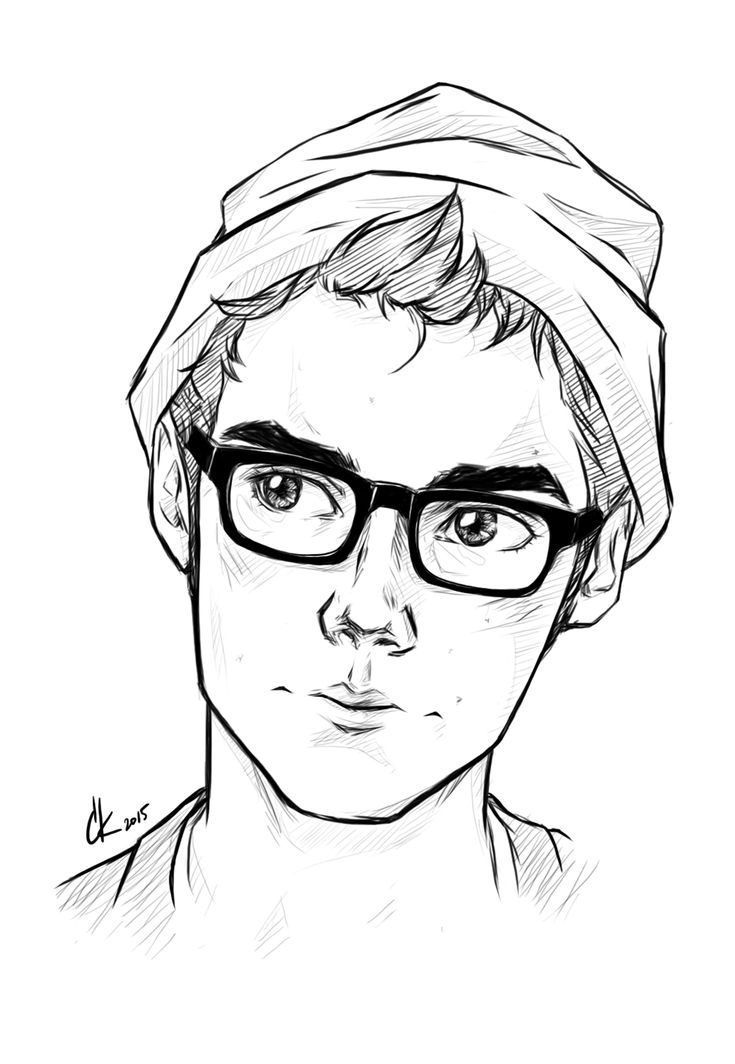 Cute anime boy with glasses