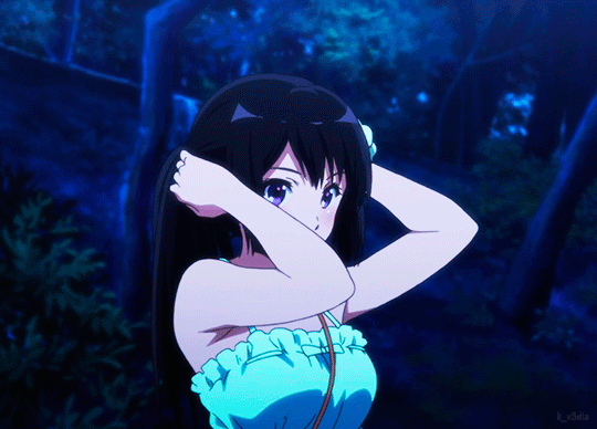 girl putting up Anime hair