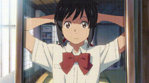 girl putting up Anime hair