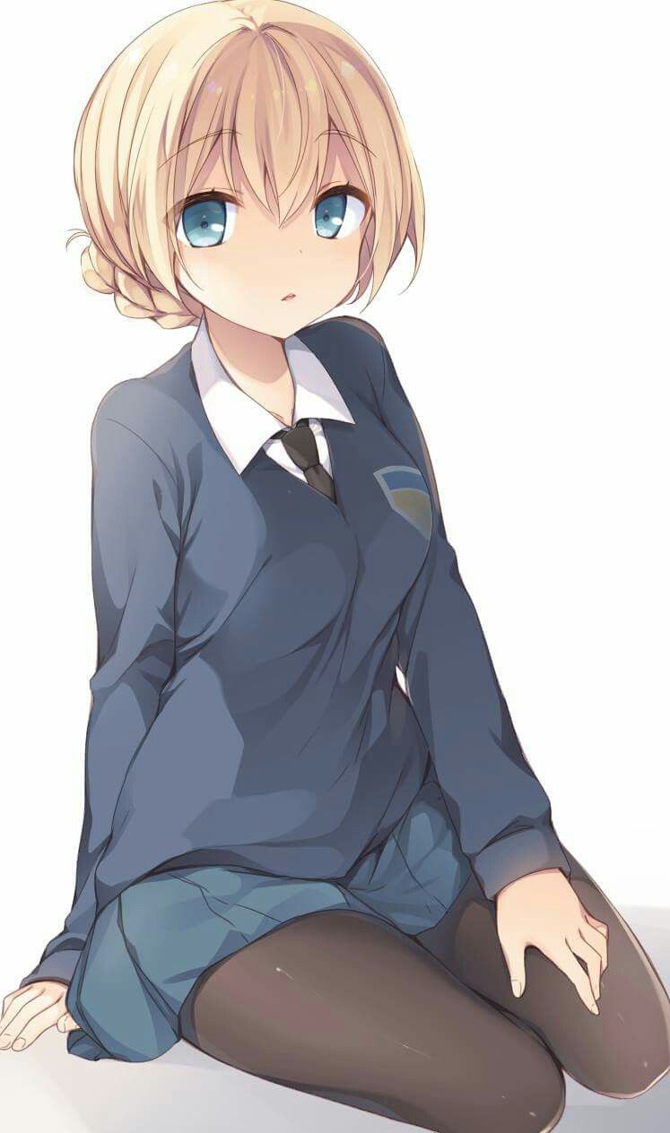 hair short Anime girl blonde