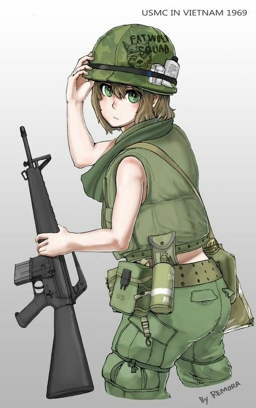 soldier female military Anime