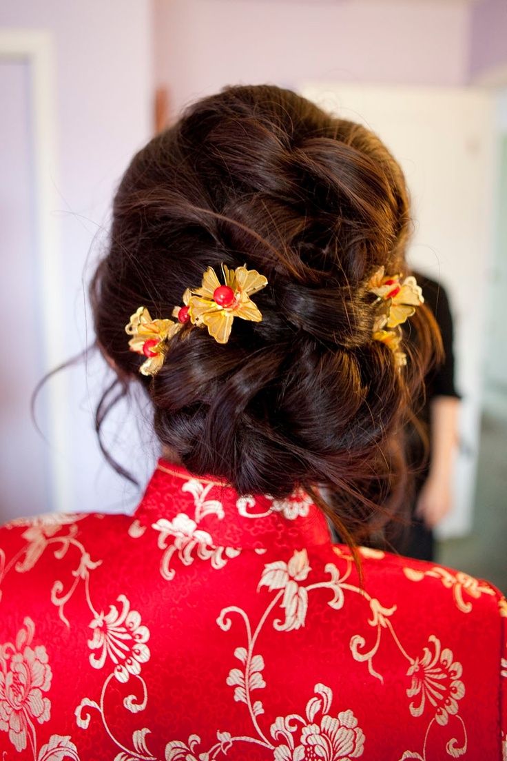 and hair up bridal make Asian