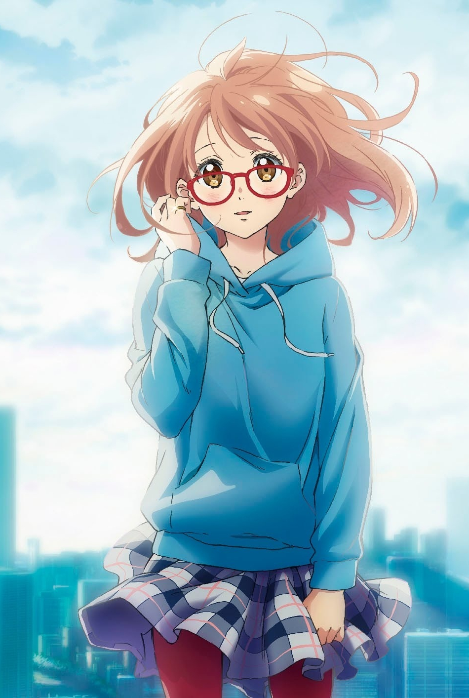 with Cute glasses girl anime