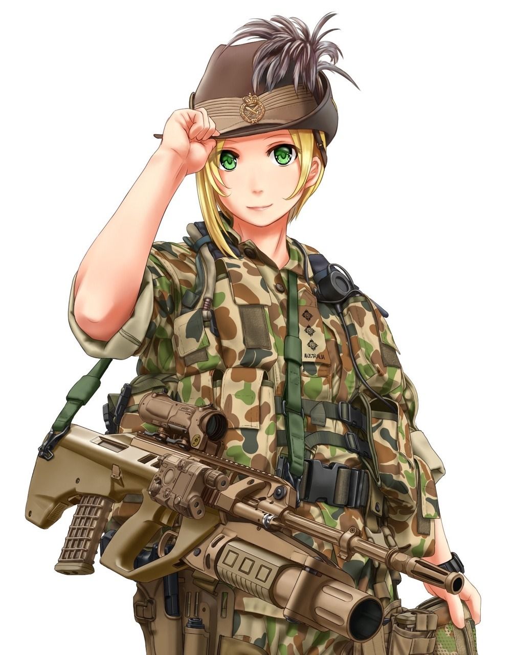 soldier female military Anime