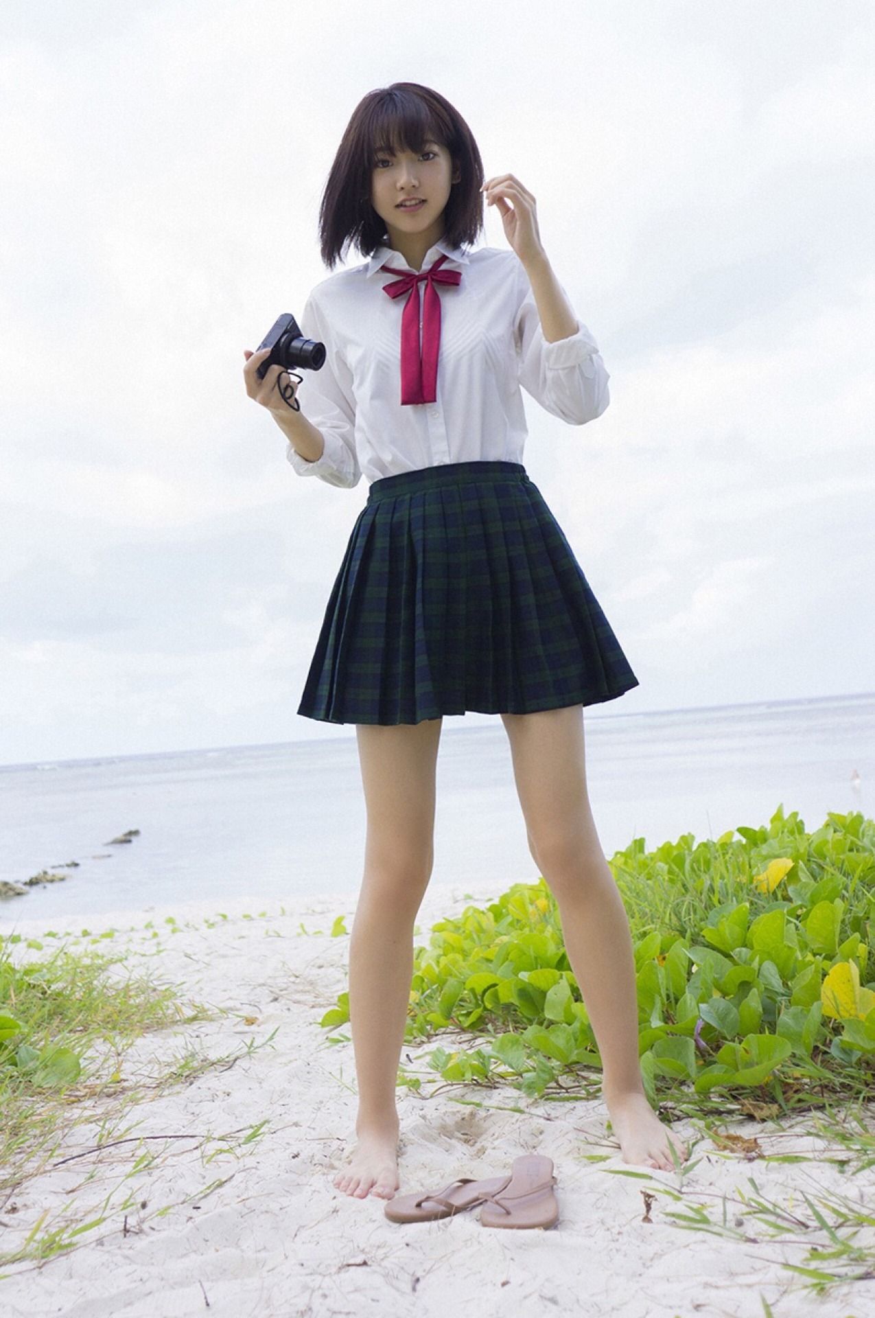 Short hair uniform asian outdoor