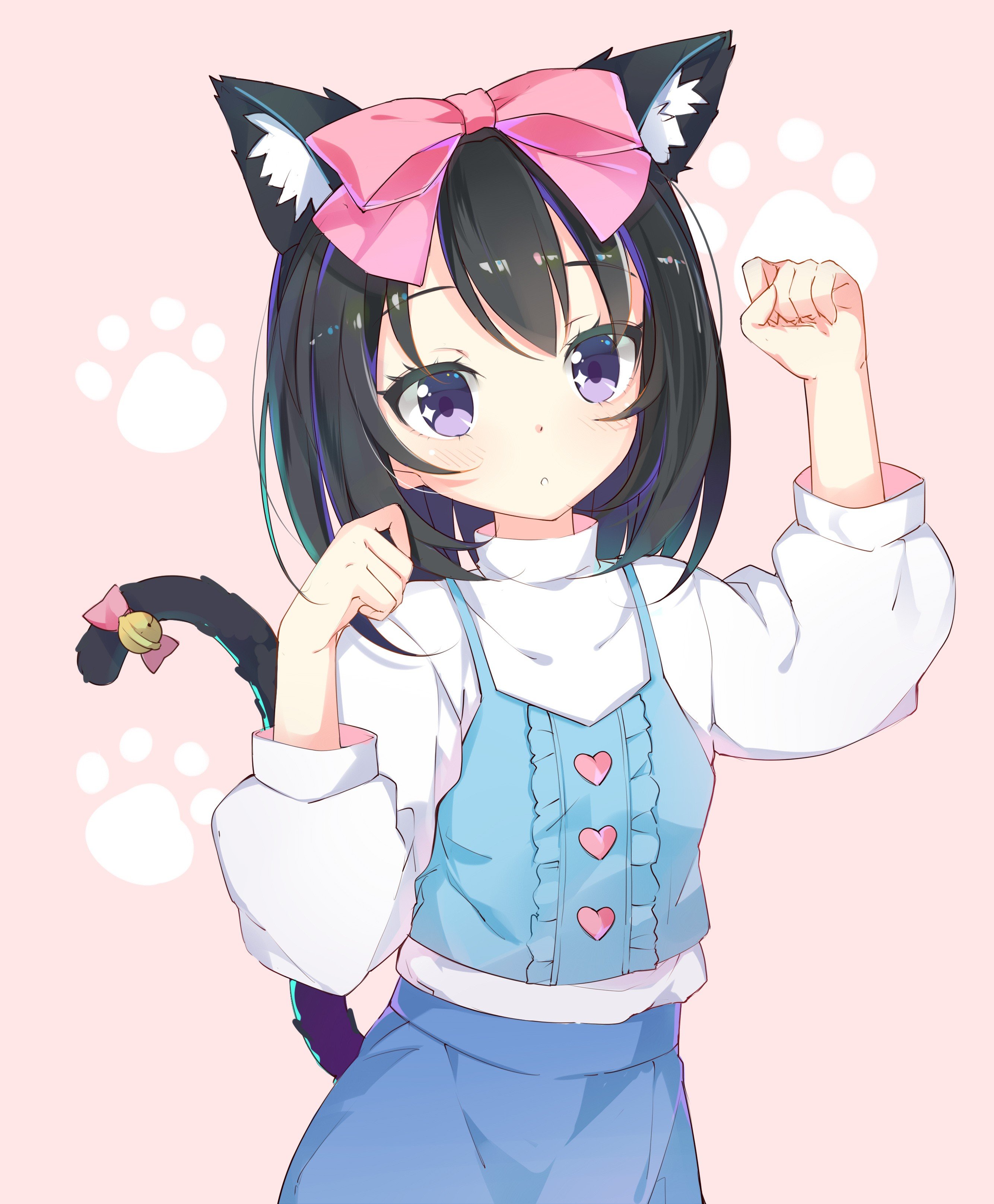 purple Anime neko hair with