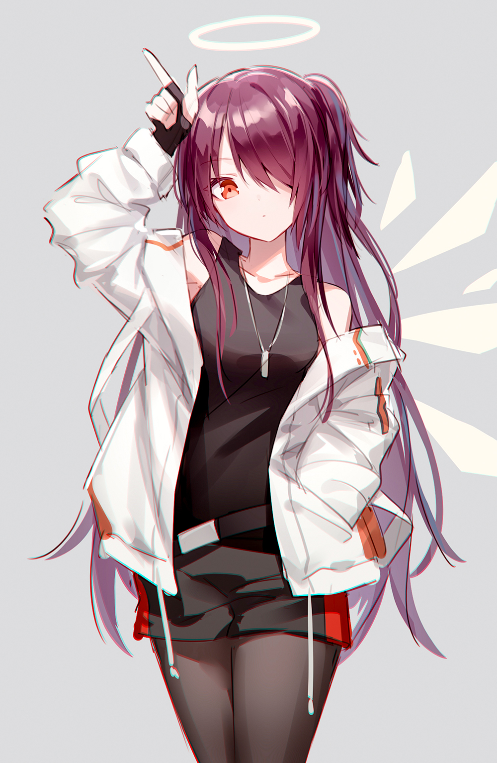 red purple girl eyes hair Anime