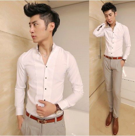 Asian men clothes half dressed