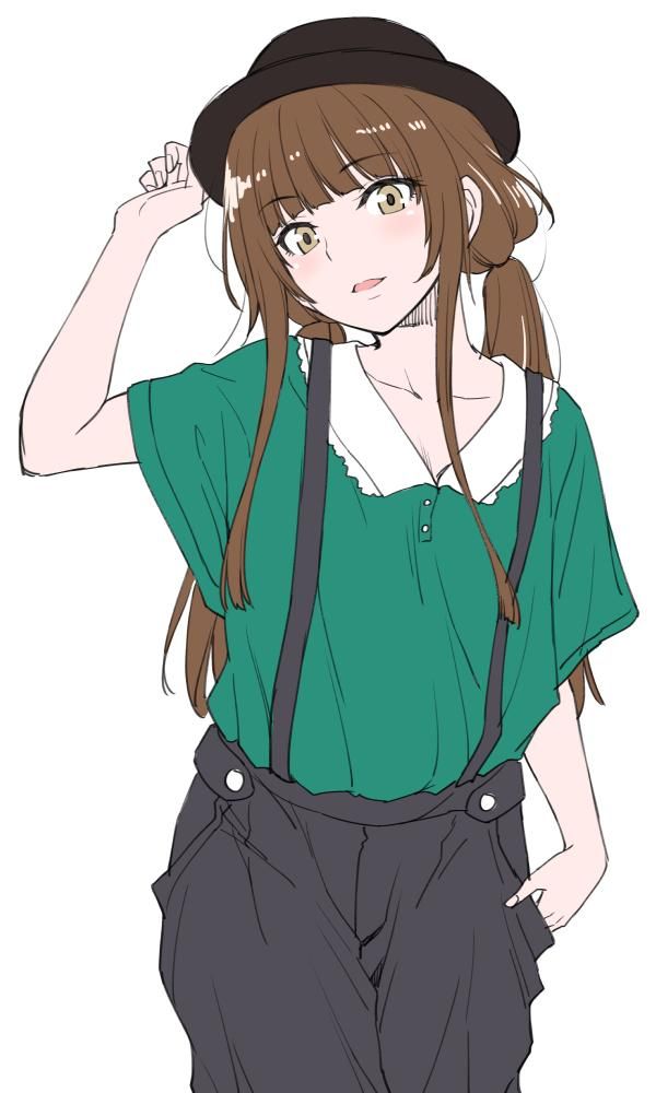 with and girl Anime bangs hair brown