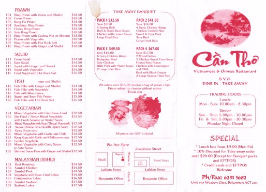 menu Asian cafe canberra