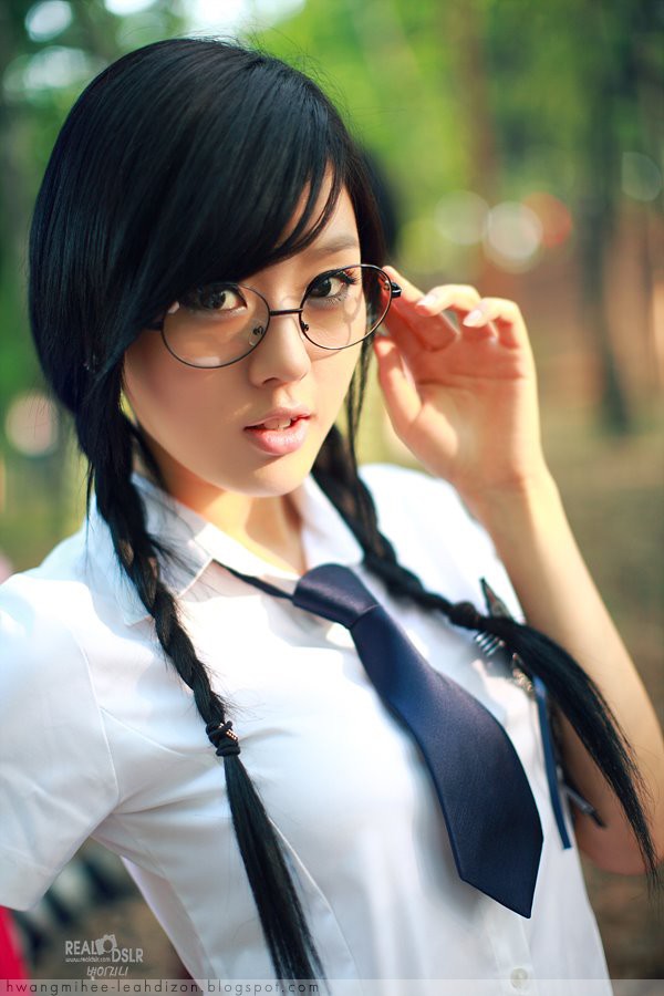 tan asian in Cute glasses girl