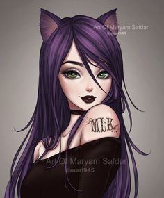 purple Anime neko hair with